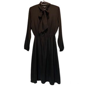 Solika Long Sleeves Neck Tie Black Dress Size XS